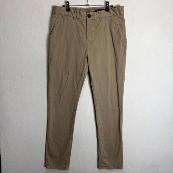 Allsaints Park Chino Pants Mens 32x29 Khaki Slim Straight Button Fly Preppy City - Picture 3 of 12